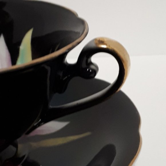 Iris Black Teacup Japan vintage 1950's - Picture 3 of 7